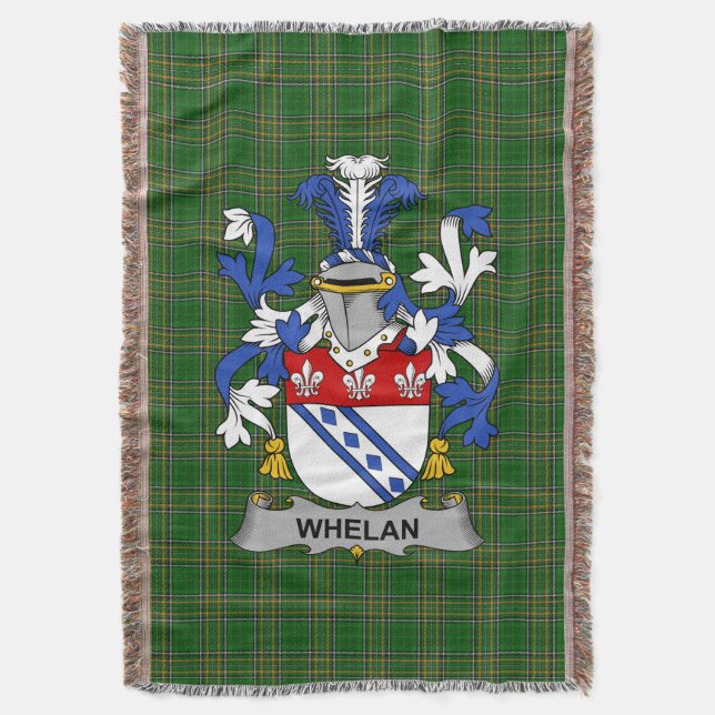  Irish Whelan Coat of Arms Family Crest Ireland Throw Blanket (Front Vertical)