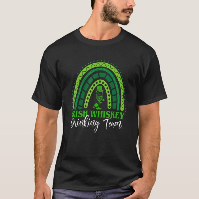 Irish Whiskey Drinking Team Four Leaf Clover T-Shirt (Front)