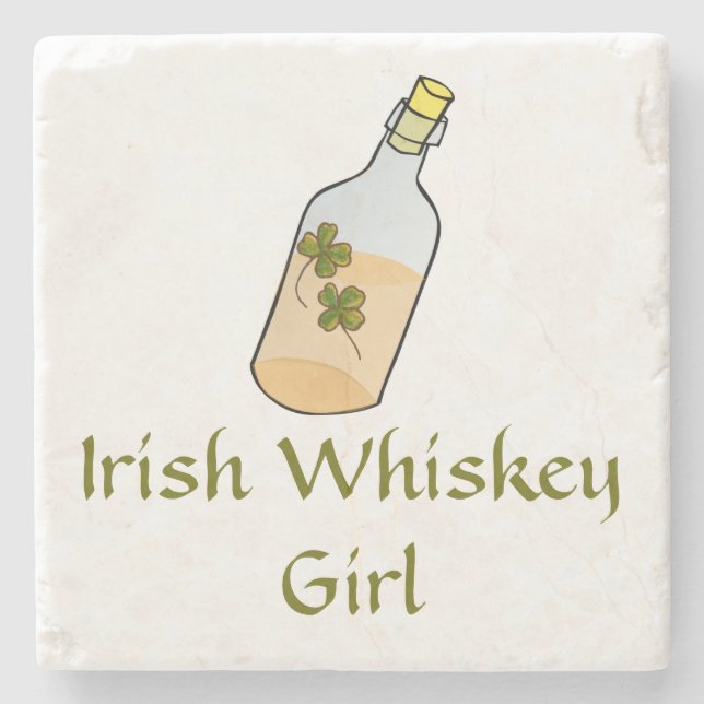 Irish Whiskey Girl Stone Coaster (Front)