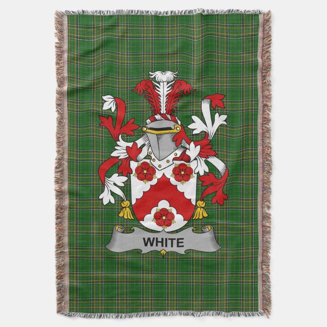  Irish White or Whyte Coat of Arms Family Crest Ir Throw Blanket (Front Vertical)
