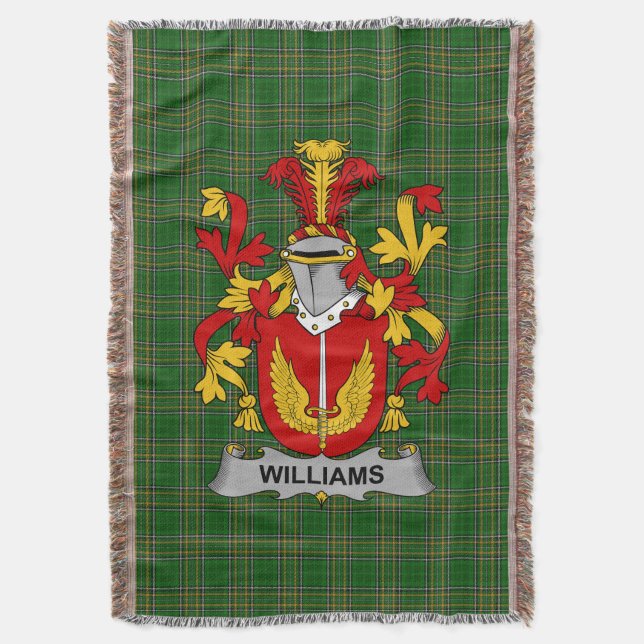  Irish Williams Coat of Arms Family Crest Ireland Throw Blanket (Front Vertical)