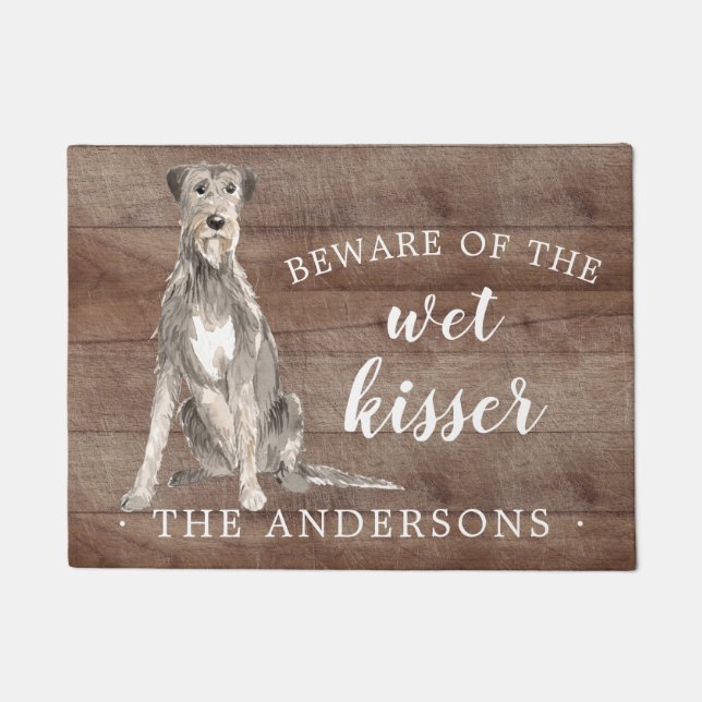 Irish Wolf Hound Dog Personalised Door Mat (Front)