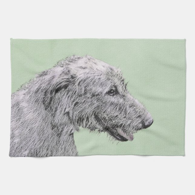 Irish Wolfhound 2 Painting - Cute Original Dog Art Tea Towel (Horizontal)