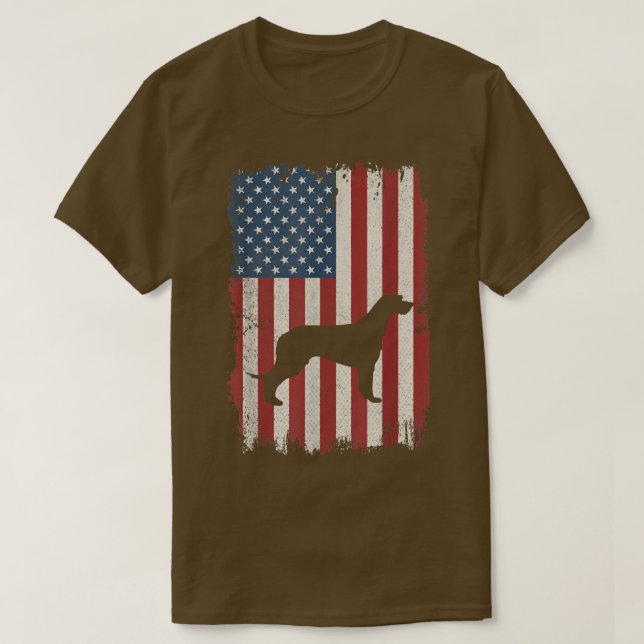 Irish Wolfhound American Flag USA Dog Lovers Puppy T-Shirt (Design Front)