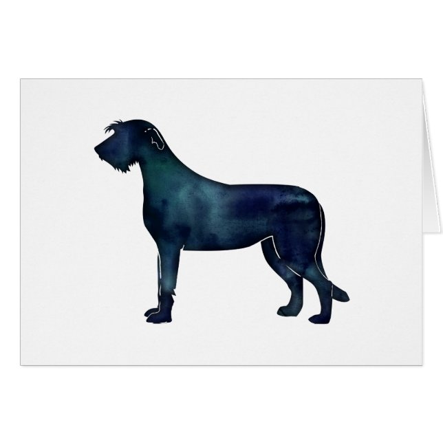 Irish Wolfhound Black Watercolor Silhouette Card (Front Horizontal)