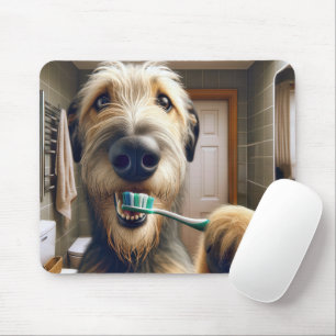 Irish Wolfhound Brushing Its Teeth Mouse Mat