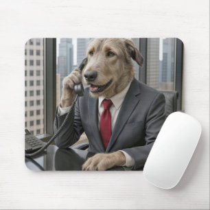 Irish Wolfhound Businessman In an Office Mouse Mat