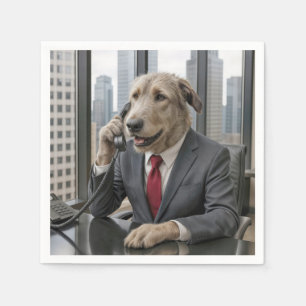 Irish Wolfhound Businessman In an Office Napkin