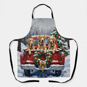 Irish Wolfhound Christmas Red Truck Holiday Gift Apron