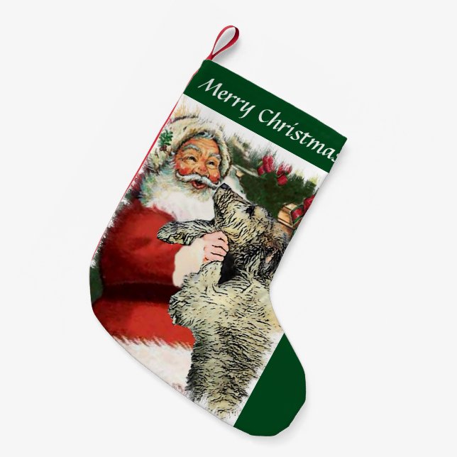 Irish Wolfhound Christmas Small Christmas Stocking (Front (Hanging))
