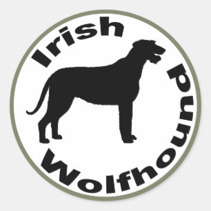 Irish Wolfhound Circle Border Classic Round Sticker