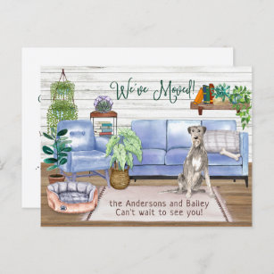 Irish Wolfhound Cosy New Home Moving      Announcement Postcard