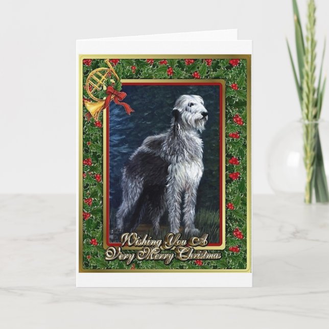 Irish Wolfhound Dog Blank Christmas Card (Front)