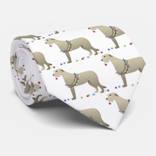 Irish Wolfhound Dog Breed Silhouette Christmas Tie