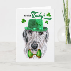 Irish Wolfhound Dog Feelin' Lucky St Patrick's Day Holiday Card
