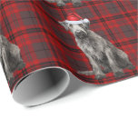 Irish Wolfhound Dog Funny Holiday Plaid Christmas Wrapping Paper<br><div class="desc">An adorable watercolor illustration of a Irish Wolfhound dog,  pairs with a fun red and gray holiday plaid patterned background,  and the dog wears an adorable Santa hat.</div>