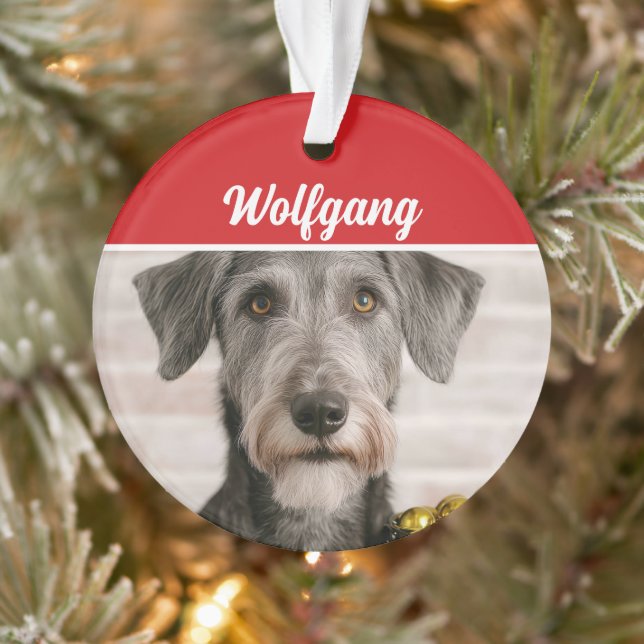 Irish Wolfhound Dog Holiday Photo Christmas Ornament (Tree)