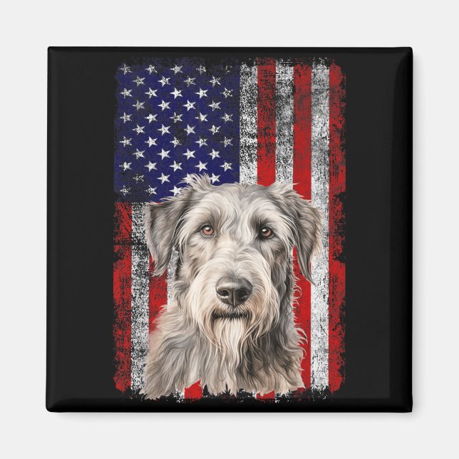 Irish Wolfhound Dog Lover Flag 4th of July Magnet (Front)