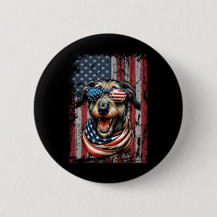 Irish Wolfhound Dog Lover Us Flag 4th Of July Patr 6 Cm Round Badge