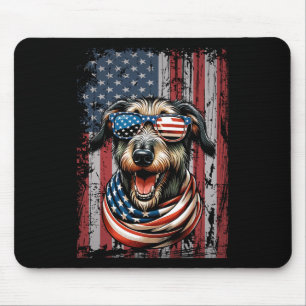 Irish Wolfhound Dog Lover Us Flag 4th Of July Patr Mouse Mat