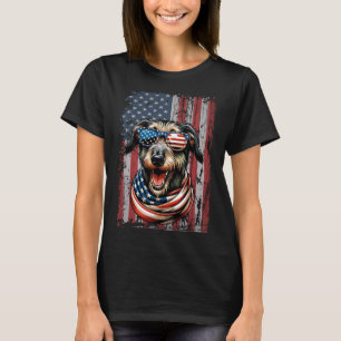 Irish Wolfhound Dog Lover Us Flag 4th Of July Patr T-Shirt