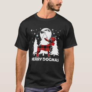 Irish Wolfhound Dog Plaid Xmas Pajama Reindeer Ant T-Shirt
