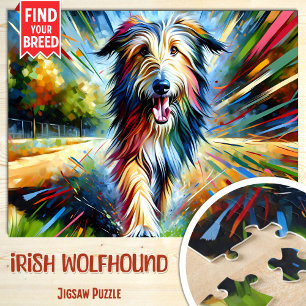 Irish Wolfhound Dog Portrait Acrylic Art Print Dog Jigsaw Puzzle