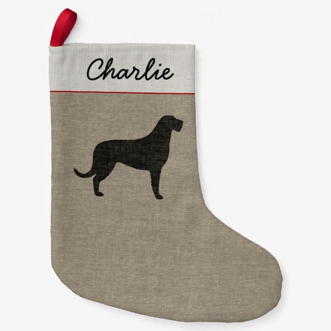 Irish Wolfhound Dog Silhouette Custom Xmas Small Christmas Stocking (Front)