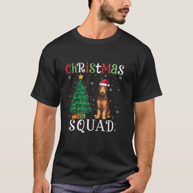Irish Wolfhound Dog Squad Boys Girls Christmas Tre T-Shirt (Front)