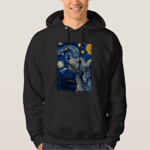Irish Wolfhound Dog Starry Night Painting Hoodie