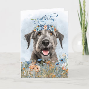 Irish Wolfhound Dog Wildflowers Mother's Day Holiday Card