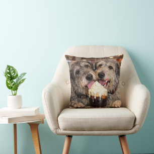 Irish Wolfhound Dogs Enjoying a Root Beer Float Cushion