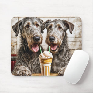 Irish Wolfhound Dogs With Ice Cream Soda Mouse Mat
