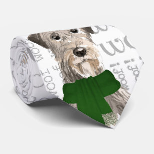 Irish Wolfhound Funny Woof Christmas Dog Lover Tie