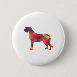 Irish Wolfhound Geometric Pattern Silhouette Multi 6 Cm Round Badge