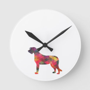 Irish Wolfhound Geometric Pattern Silhouette Multi Round Clock
