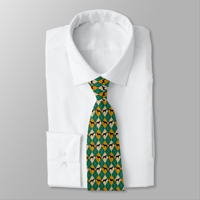 Irish Wolfhound Green and Yellow & Green Men's Tie (Tied)