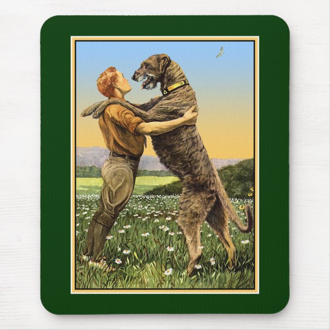 "Irish Wolfhound Greeting" Mouse Mat (Front)