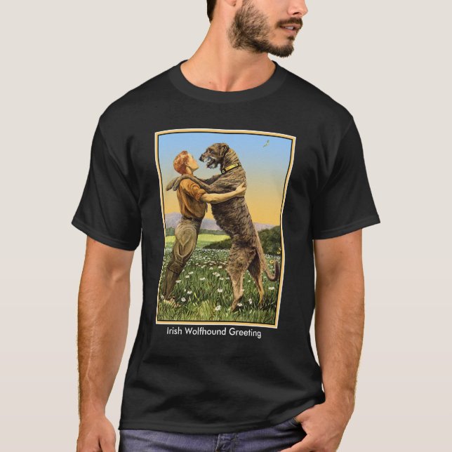 "Irish Wolfhound Greeting" T-Shirt (Front)
