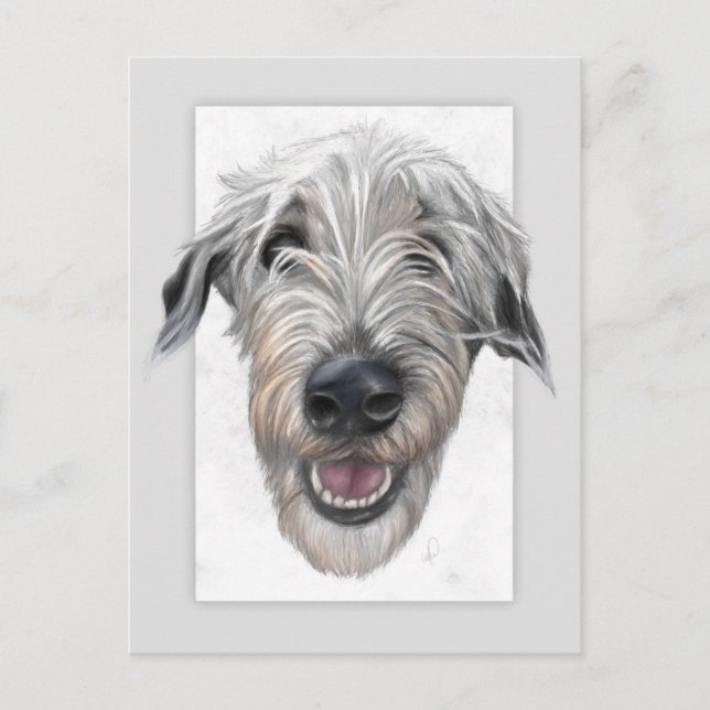 Irish wolfhound hand-drawn portrait postcard (Front)