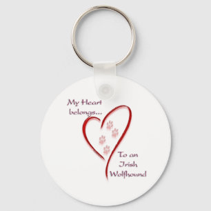 Irish Wolfhound Heart Belongs Key Ring