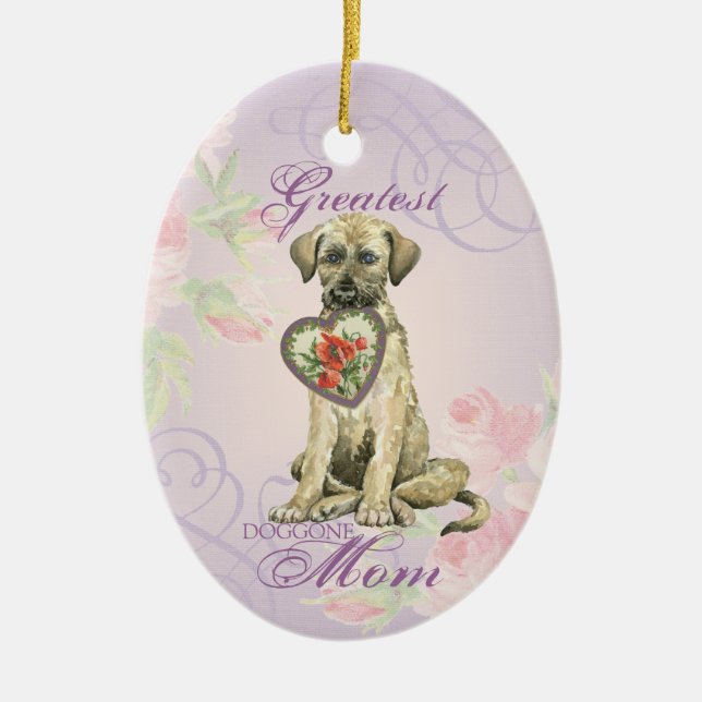 Irish Wolfhound Heart Mum Ceramic Ornament (Front)