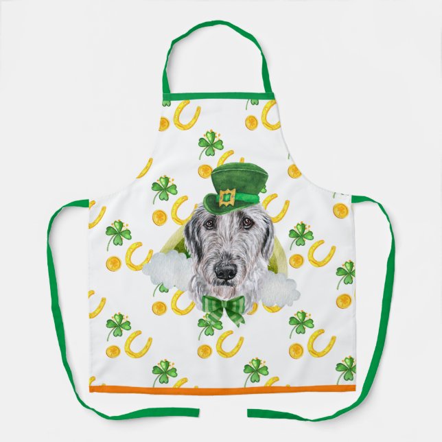 Irish Wolfhound Holiday Decor St Patrick's Day Dog Apron (Front)