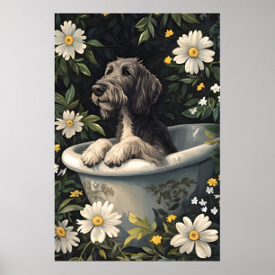 Irish Wolfhound In Bathtub Poster, Funny Dog Poster
