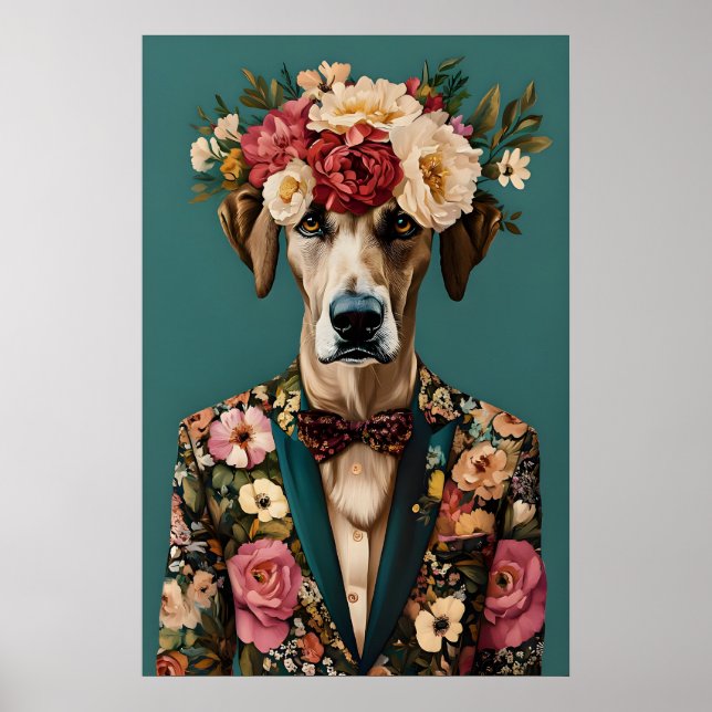 Irish Wolfhound In Suit Poster, Irish Wolfhound Poster (Front)
