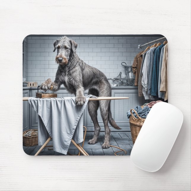 Irish Wolfhound Ironing Clothes Mouse Mat (With Mouse)
