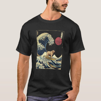 Irish Wolfhound Japanese Kanagawa Wave Surf Dog T-Shirt