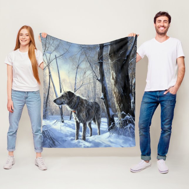 Irish Wolfhound  Let It Snow Christmas Fleece Blanket (In Situ)