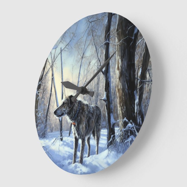 Irish Wolfhound  Let It Snow Christmas Large Clock (Angle)