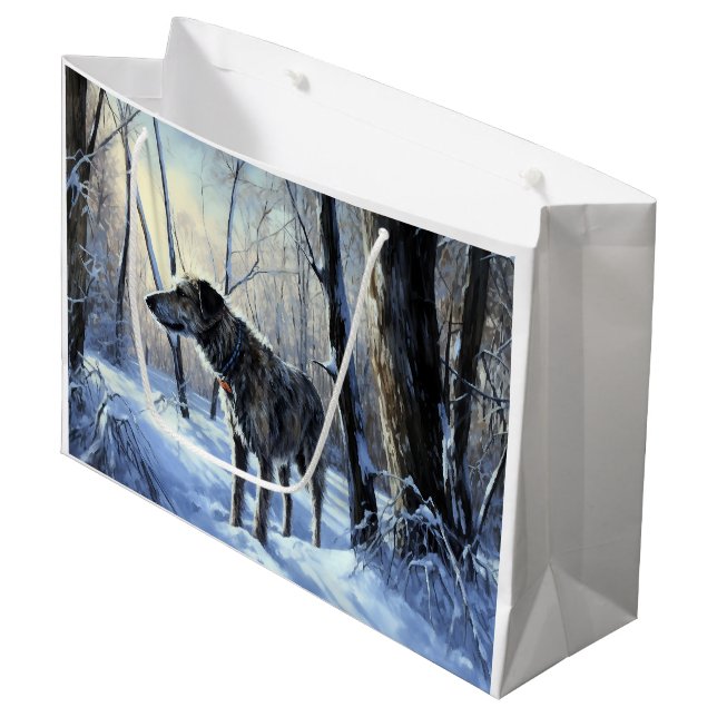 Irish Wolfhound  Let It Snow Christmas Large Gift Bag (Front Angled)
